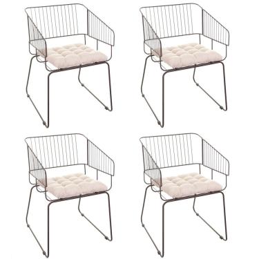 Imagem de Conjunto com 4 Cadeiras para Sala de Estar Texas Aço Corten/Bege