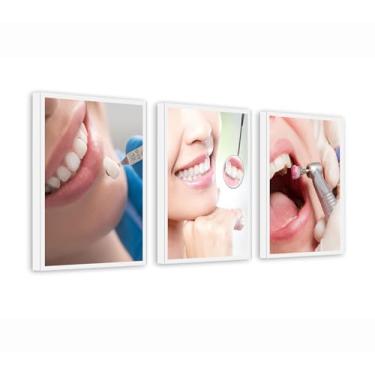 Imagem de Genérico - Kit 3 Quadros com Molduras Branca - Fotografia - Consultório Odontológico