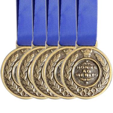 Imagem de Kit 5 Medalhas Ouro Prata Bronze Honra Ao Mérito 2,9cm bronze