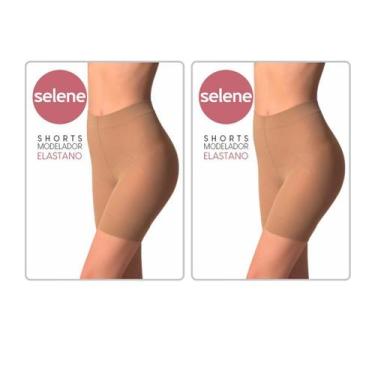 Imagem de 2 Shorts Feminino Slim Levanta Bumbum Modelador Selene, Bege, P
