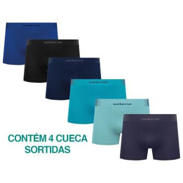 Imagem de 4 Cuecas Boxer Infantojuvenil Selene Microfibra Sem Costura, M, Sortid