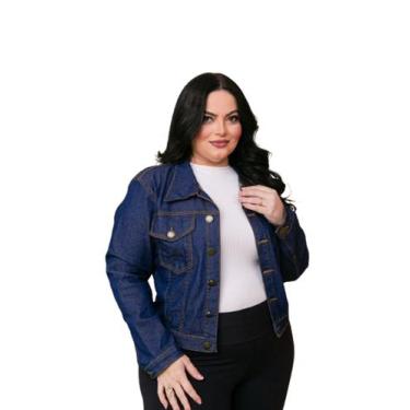 Imagem de Jaqueta plus size jeans lycra amaciado - TRÊS CORAÇÕES, Azul amaciado,