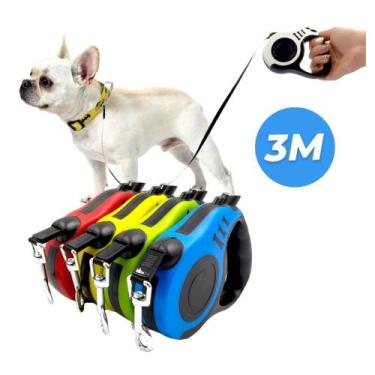 Imagem de Guia Retrátil Para Passeio Coleira Cachorro 3 Metros - Rayson, Azul