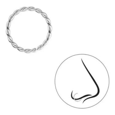 Imagem de Piercing Argolinha Trançada Nariz Prata 925 Delicada - RaraSteel Pierc