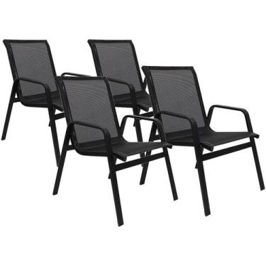 Imagem de Kit 4 Cadeiras Angra Confortavel em Tela Sling Para Piscina Jardim - N