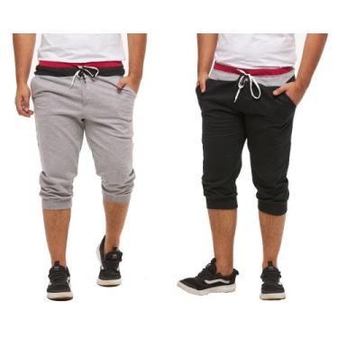 Imagem de Kit com 02 bermudas de moletom saruel skinny masculino - Wooks, G, Cin