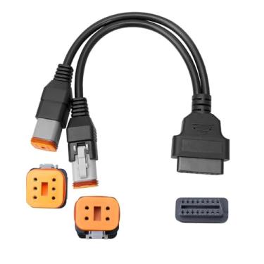 Imagem de AUGREX Cabo adaptador de diagnóstico de scanner Obd2 para motocicleta de 4 pinos + 6 pinos 2 em 1, adequado para Harley Davidson para OBD de 16 pinos, funciona com ferramenta de diagnóstico de scanner