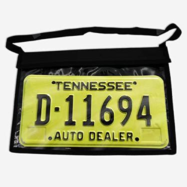 Imagem de VERSA-TAGS Suporte para placa de licença, bolsa de demonstração, suporte de placa de licença de revendedor, suporte de etiqueta de revendedor, fecho de gancho de loop, laço e gancho, bolsa de 35 cm x 23,4 cm com alça para pendurar para carro SUV caminhão traseiro