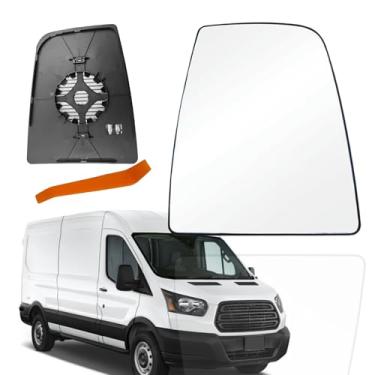 Imagem de Vidro espelhado aquecido do lado direito do passageiro compatível com Ford Transit T150 T250 T350 2014-Up, vidro superior com placa de apoio, sem escurecimento automático