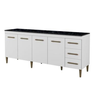Imagem de Balcão Atenas 4 Portas e 3 Gavetas Kaiki Moveis - Kaiki Móveis, Branco