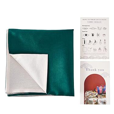 Imagem de Bojagi - Tecido Wrappong / Reversível Tecido Tradicional Coreano Bojagi Embrulho para presente, embalagem de garrafa de vinho (91 x 91 cm) (Turquesa/Marfim)