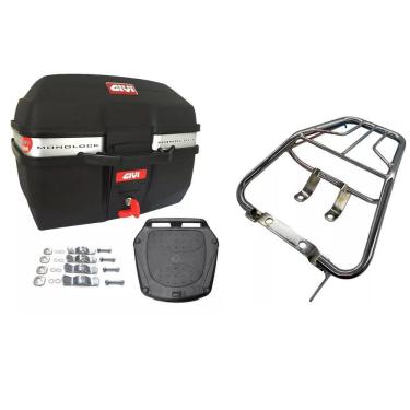 Imagem de Kit Baú Moto 27L Givi Traffic E-27M + Bagageiro Cg Titan 150 2003 2004 2005 2006 2007 2008 Projetil