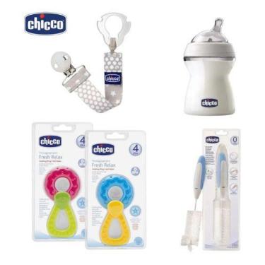 Imagem de Kit Com Mamadeira + Escova + Prendedor De Chupeta + Mordedor