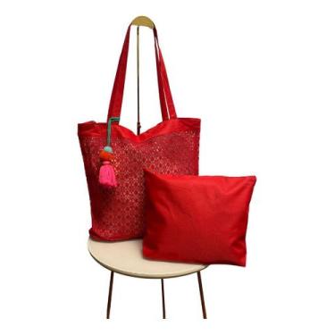 Imagem de Bolsa Feminina Sofisticada Praiana Necessaire Linda - Alwy, Vermelho