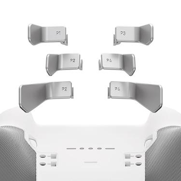 Imagem de eXtremeRate Swift Paddles para controle Xbox Elite 1/2, 6 em 1, prata metálica, substituível, pás traseiras intercambiáveis para controle Xbox One Elite & Elite Series 2
