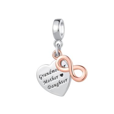 Imagem de MiiFort Dois tons infinito coração avó filha amor eterno pingente duplo pingente compatível com pulseiras Pandora Charms, One Size, Cobre, Sem Pedra Preciosa
