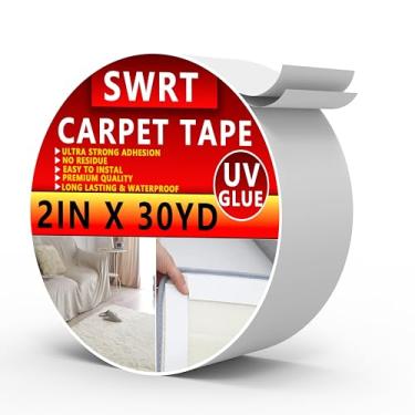 Imagem de SWRT 2 polegadas/30 jardas fita dupla face, fita adesiva para tapete, cola UV adesivo mais forte sem resíduo fita de carpete resistente para tapetes de área, pisos de madeira, azulejos, mármore e mais