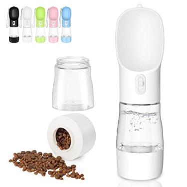 Imagem de Misthis Garrafa de água portátil para cães – Dispensador de água para cães à prova de vazamento com tigela e recipiente de comida, pode ser lavado na lava-louças, plástico de grau alimentício para