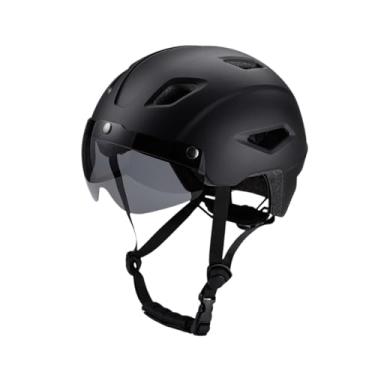 Imagem de oshhni Capacete de bicicleta infantil para crianças com pára-brisas Capacete de ciclismo Chapéu para bicicleta de estrada Ciclismo, Preto