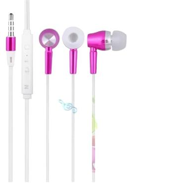 Imagem de SPRINT4DEALS Fones de ouvido com fio que brilham no escuro com microfone - qualidade de som estéreo, cancelamento de ruído, rosa luminoso - ideal para corrida, cozinha, academia, esportes