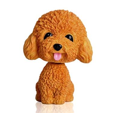 Imagem de IBWell Mini Bobbing-Head Dog for Car Dash Board Decor,Dashboard Doggy Puppy Teddy Toy with Adhesive Tab（Poodle）(Yellow-NoBowTie)