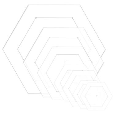 Imagem de Conjunto de 7 réguas hexagonais transparentes com costura de 1/10.2 cm para tapetes de corte, costura, artesanato manual, incluindo 2,5 cm x 5, 4,8 cm x 5, 5 cm, 7,8 cm, 12 cm