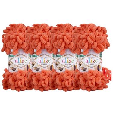 Imagem de 4 skn/Ball Alize Puffy Baby Fio cobertor grande 100% micropoliéster fio macio 400 g 39,3 jardas (619-coral)