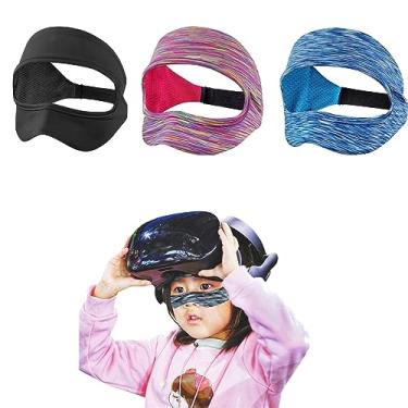 Imagem de 3 PCSVR Sweat Mask, Adjustable Face Cover Universal for Meta Quest 3/3S Headset, Adjustable Size VR Sweat Band, Gear, VR Workouts Sweat Band Washable Keeping Tidy (Balck+Blue+Pink)