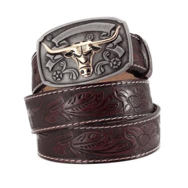 Imagem de Cinto Country Masculino Feminino Couro Legítimo FivelaTexas Boi - Pamp