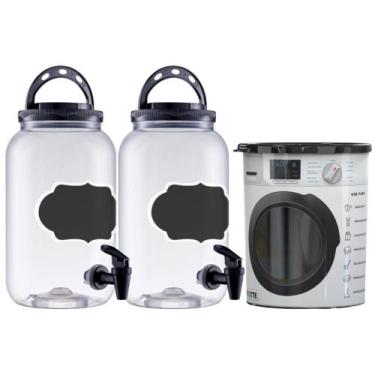 Imagem de Kit 3 Dispenser Amaciante E Sabão Em Pó Liquido 3,6l Lousa Cores - Ban