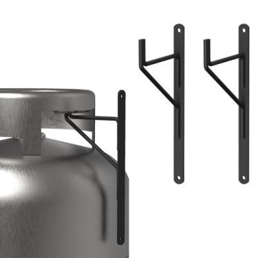 Imagem de Kit 2 Suporte Suspenso Para Botijão De Gás Externo Preto - Unidas Stor