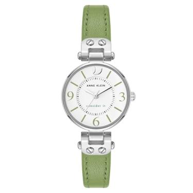 Imagem de Anne Klein Relógio feminino sustentável com pulseira de couro, Verde