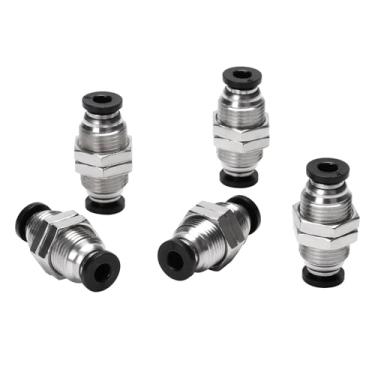 Imagem de DERPIPE União de anteparo para conexão de encaixe de tubo de 4 mm OD rosca dupla (5 pacotes)