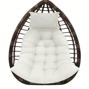 Imagem de BCKNT Almofada de assento de cesta suspensa espessa com encosto de cabeça, almofadas de cadeira de balanço de rede, almofada de cadeira de pátio de ovo macio com algodão PP de alta elasticidade, para