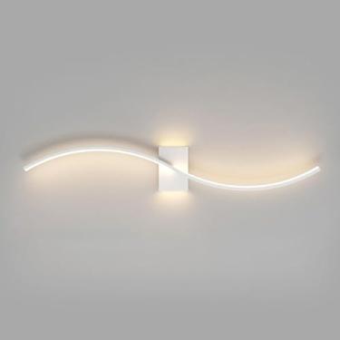 Imagem de GZZBMY Luzes de parede LED para quarto interior acrílico moderno luminária de parede criativa faixa longa minimalista alumínio linear arandelas de parede para cabeceira corredor sala de estar (luz