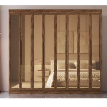 Imagem de Guarda Roupa Casal com Vidro Reflecta 8 Portas 100 MDF Los Angeles Doripel