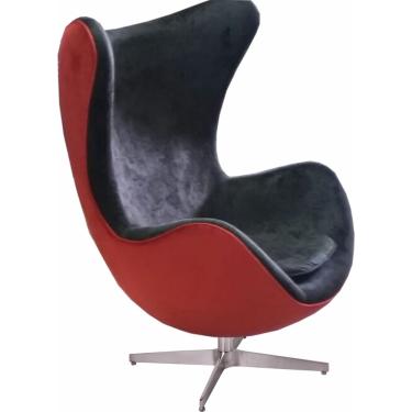 Imagem de Poltrona Egg Arne Jacobsen Aluminio Relax Com Trava Bicolor Vermelho e Preto