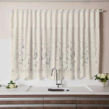 Imagem de Cortina de Cozinha em Renda Tulipinha Marfim 2,80m x 1,50m - Interlar