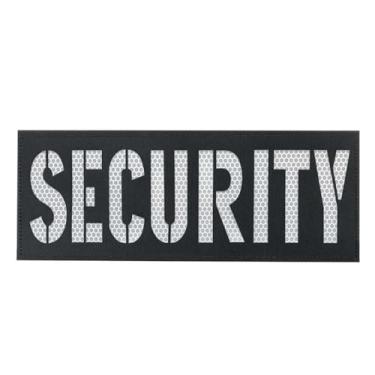 Imagem de uuKen Patch de segurança com corte a laser reflexivo 28 x 10 cm com gancho e laço para coletes, jaquetas, bolsas de roupas, mochilas (RL preta, GG 28 x 10 cm)