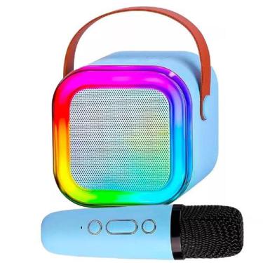 Imagem de Caixa de Som Bluetooth Microfone Karaoke LED Iluminaçao RGB Efeito Mud