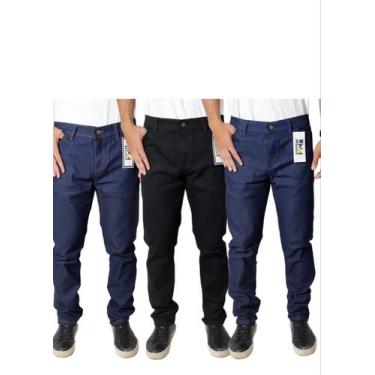 Imagem de Kit 3 Calça Jeans Masculina Escura Tradicional Para Trabalho Reta Serv