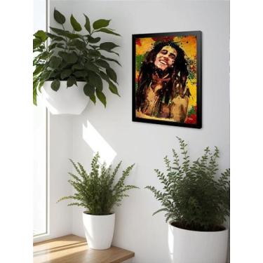 Imagem de Quadro Decorativo Bob Marley Pop Ink Sala Quarto + Vidro A4 - Genérico