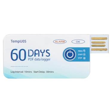 Imagem de TEMPU05 Uso único ta de temperatura USB descartável Logger para monitorar produtos químicos de medicamentos alimentares com PDF Relatório de alta sensibilide ± 0,5C compacto e