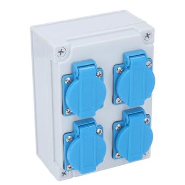 Imagem de Combinação de Parede Europeia SocketIP44 à Prova D'água 4 Portas para Conexão de Energia Direta de Garagem de Jardim Com Plugues Alemães e Plugues de Aviação