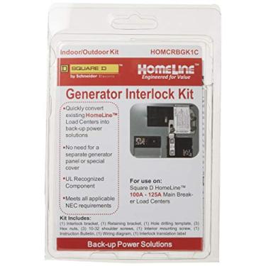 Imagem de Square D - HOMCRBGK1C Homeline Generator Inter-Lock Kit, para uso em centros de carga do disjuntor principal 100A-125A ao ar livre