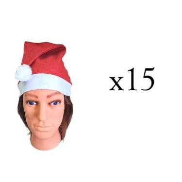 Imagem de Kit 15 Gorros Papai Noel Em Feltro Com Pom Pom Fantasia - Lynx