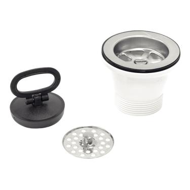 Imagem de Válvula Para Pia E Cuba Tramontina Em Aço Inox E Polipropileno Econômica Sem Escape 3" Tramontina