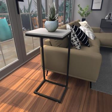 Imagem de Mesa Lateral Cinza Aparador De Sofa Sala Mesa Lateral Cama