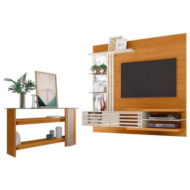 Imagem de Estante Home Theater Suspenso Com Aparador Frizz Supreme Cinamomo Off White