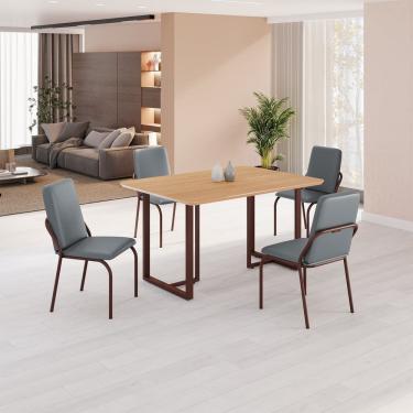 Imagem de Conjunto Sala De Jantar Mesa 120x90cm Base Lunna Tampo Mdf Malibu Grafite Marrom